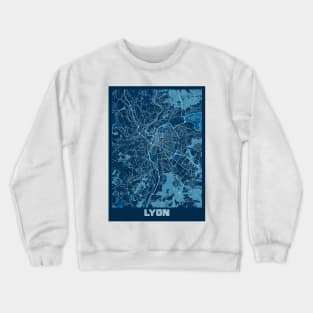 Lyon - France Peace City Map Crewneck Sweatshirt